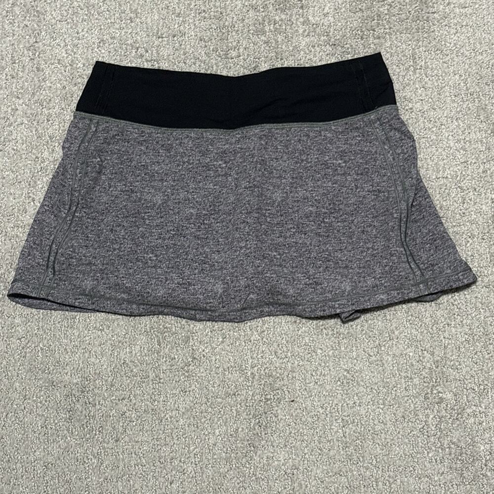 Lululemon Pace Rival Skirt Lined Heathered Gray Black Size 4 Regular Tennis Run